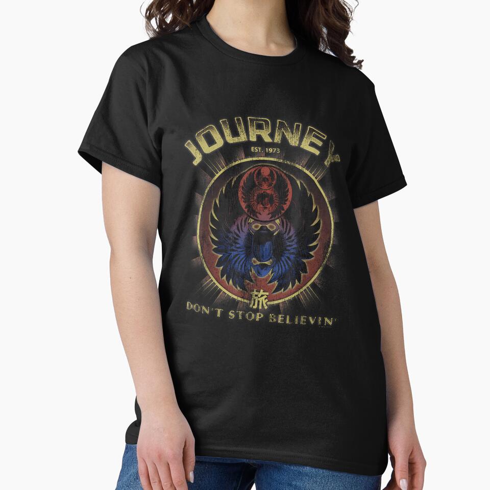 Journey Gold Don'T Stop Believin' Scarab Logo Vintage Band by RonnyMilleoArt