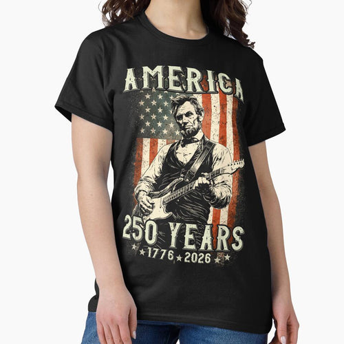 America 250 Years Abraham Lincoln Guitarist 1776 2026 Patriot by SanTiOmal