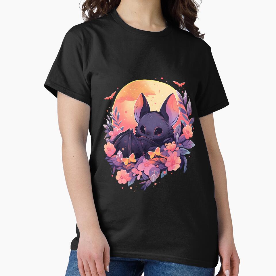 Adorable Bat Poking Head from Fall Flowers by InkedBeasts