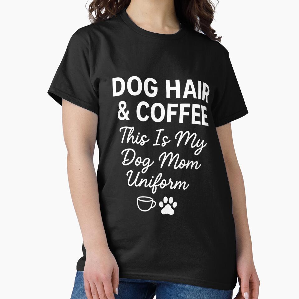 Dog Hair & Coffee Dog Mom Uniform Sticker – Funny Dog Lover Coffee Quote Design for Pet Moms & Trendy Aesthetic Gifts by Dimitrispoli