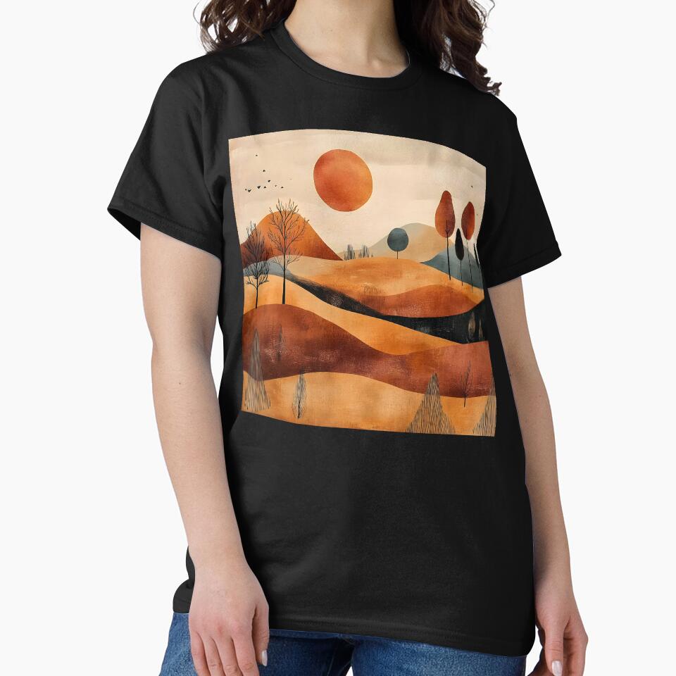 Boho Mountain Landscape Golden Ginger Hues Sunrise Abstract by DEC02