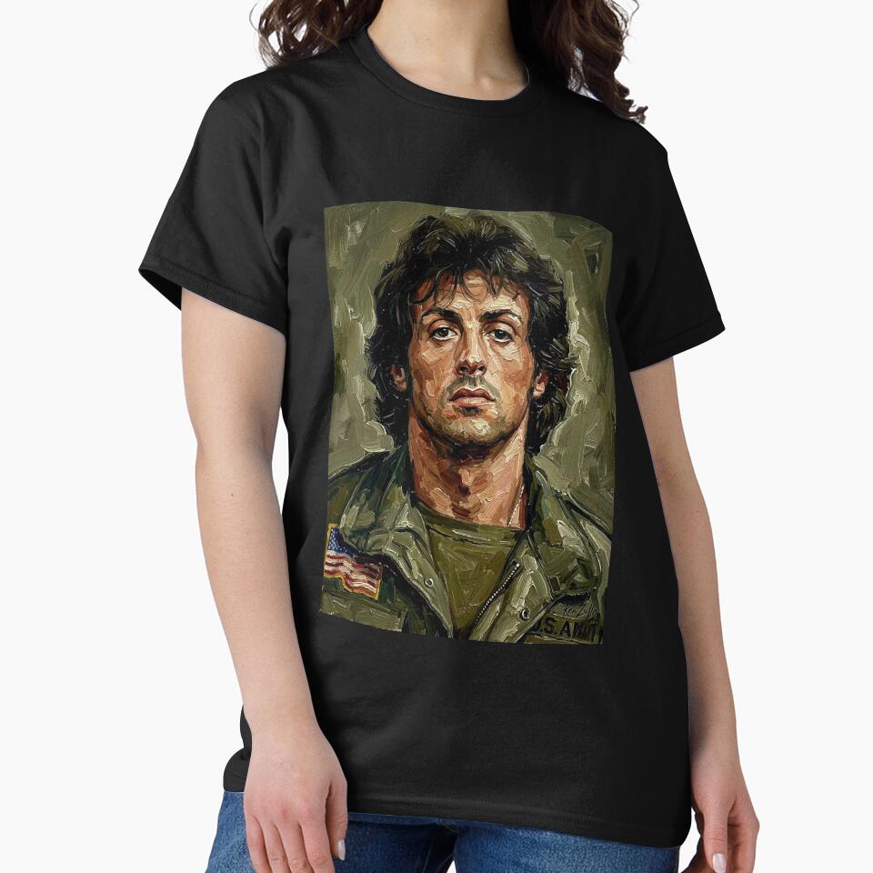 The Ultimate Survivor: Sylvester Stallone Rambo Military Impasto Portrait by Art's Diner