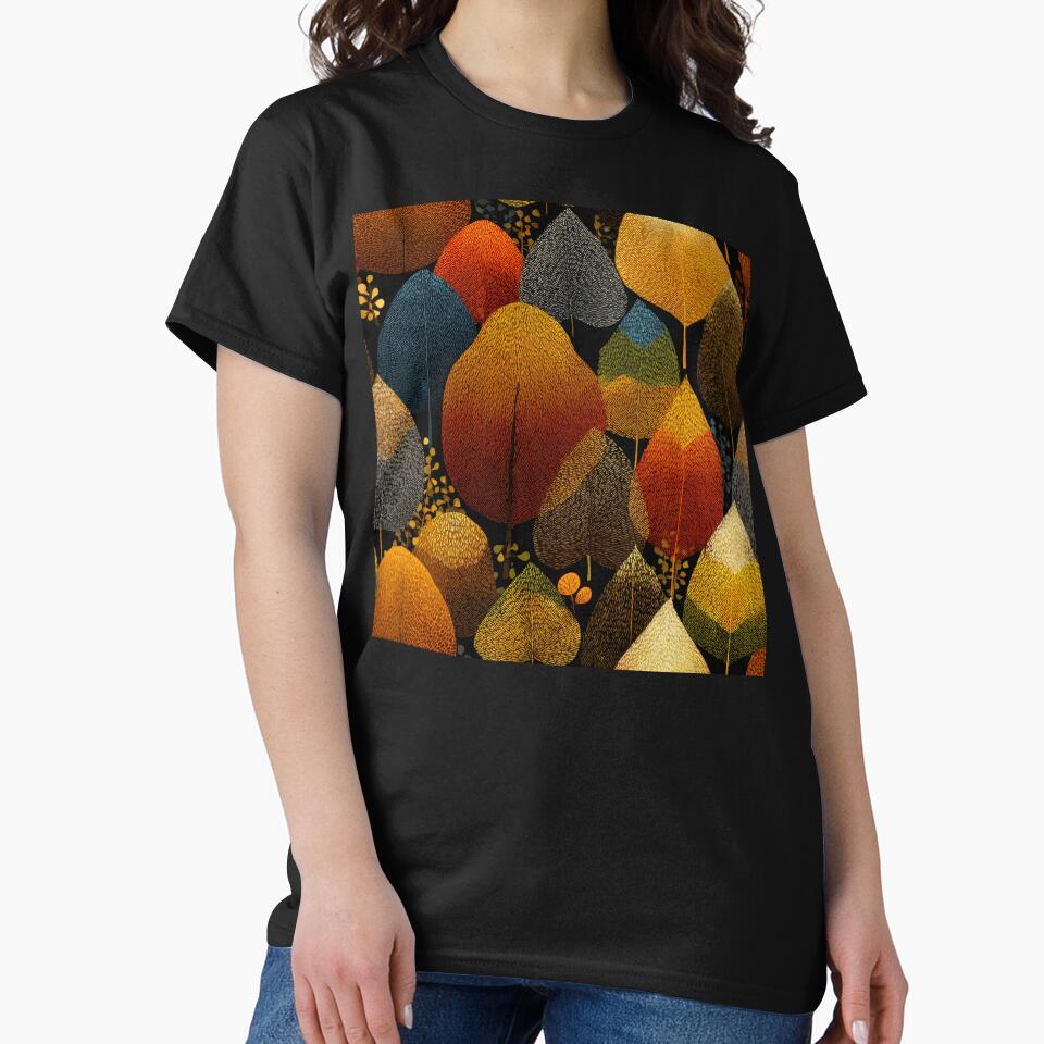 Boho Leaves Textured Designs In Fall Golden Hues by DEC02