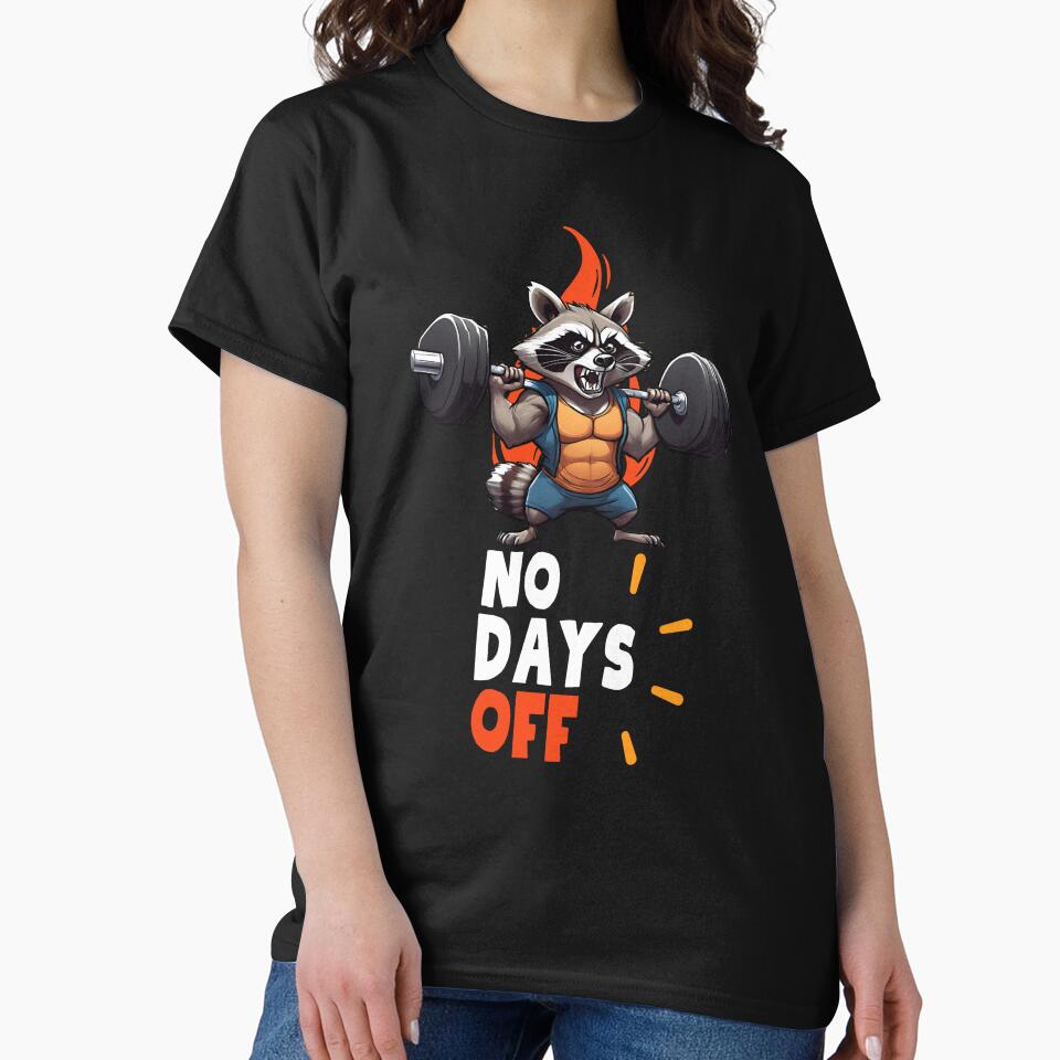 No Days Off - Raccoon Gym by OnTheTrend