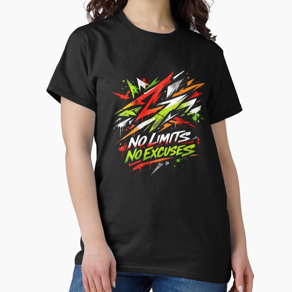 T-Shirt - Sticker - No Limits No Excuses Graffiti-Inspired Motivational Design by ForeverPrintsOK