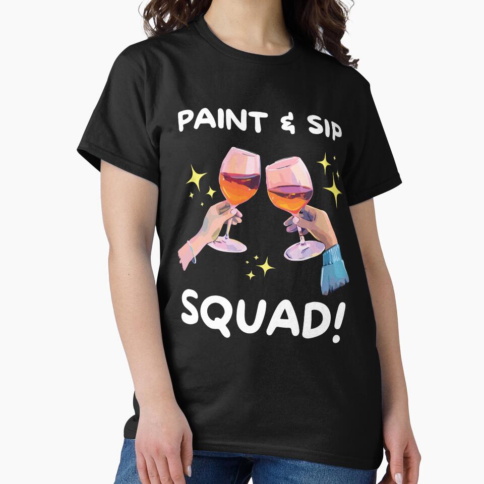 Paint and Sip Squad Funny Wine Party Girls Night Design by kiralynstration