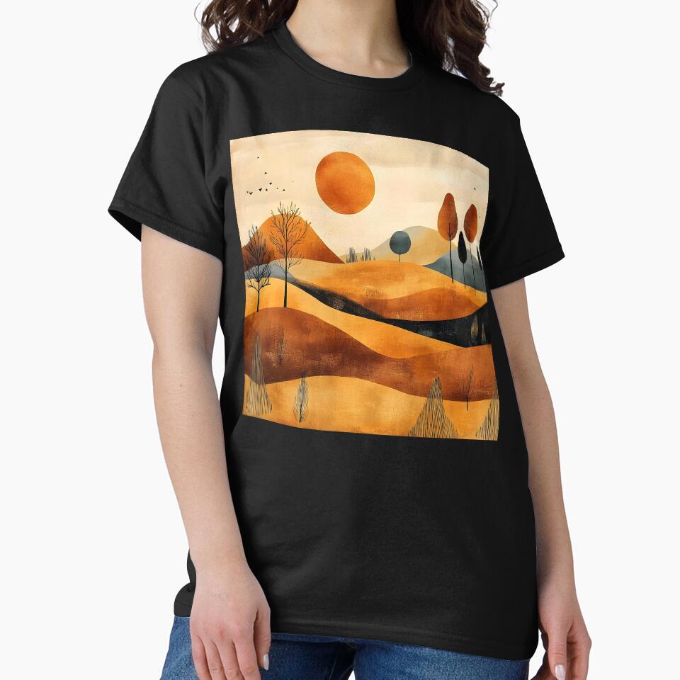 Boho Golden Hues Sunset Over Rolling Hills Design by DEC02