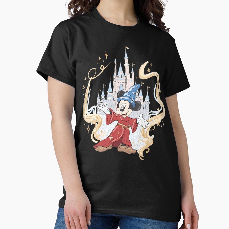 Magic Mouse Wizard Fantasy Castle Illustration Dreamy Theme Park Aesthetic Classic T-Shirt by HanykayalStore