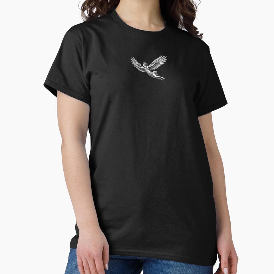 Icarus Ascending — Vintage Engraving Greek Mythology Graphic Tee by TheMythicFrame