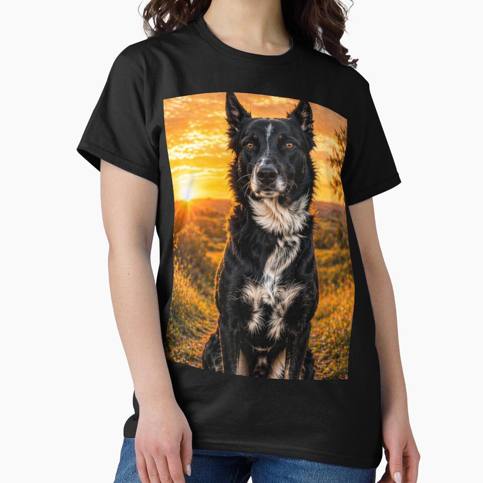 Black Dog Sunset T-Shirt – Aesthetic Nature Dog Lover Gift by SylviaWear-Shop
