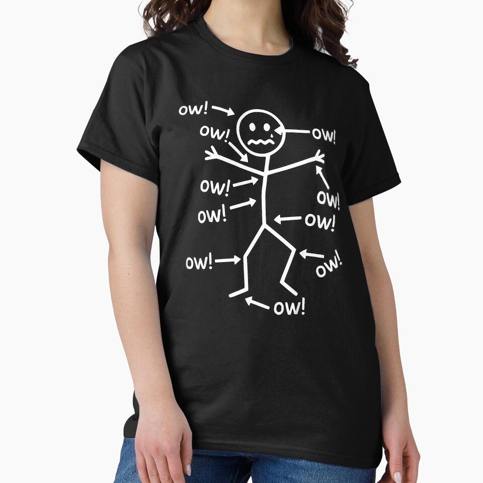 Ow Ow Ow Funny Chronic Pain Awareness Stick Figure Relatable Humor Gift by FerminVigo