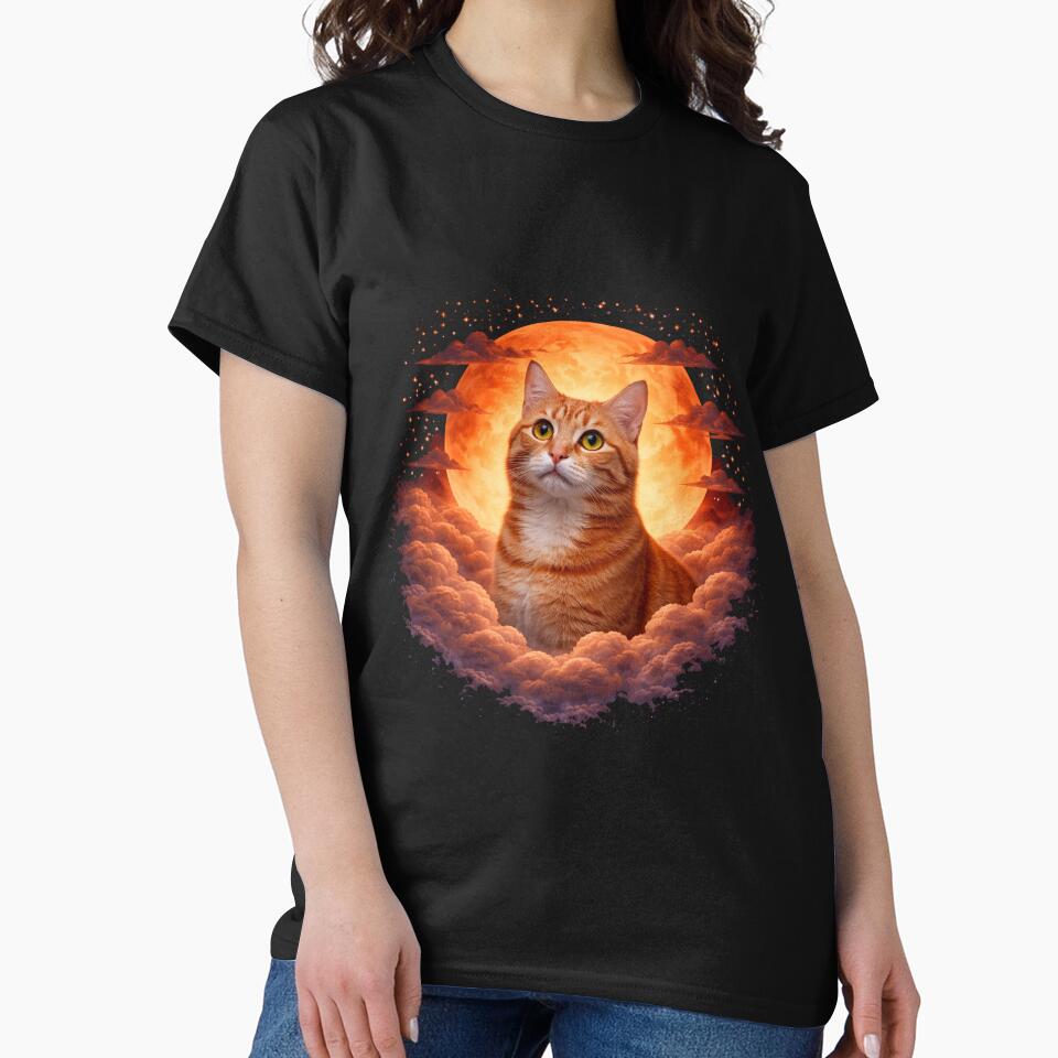 Orange Tabby Cat Moon Art – Ginger Cat Gift for Cat Mom and Dad by PixelsPaws