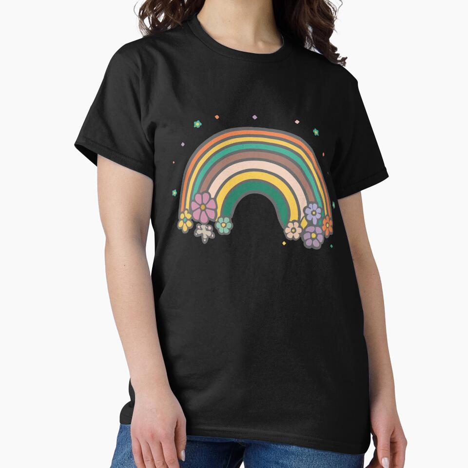 Retro BOHO Flowers 60's 50's 70's Funky Hippie Rainbow by RoguePixel