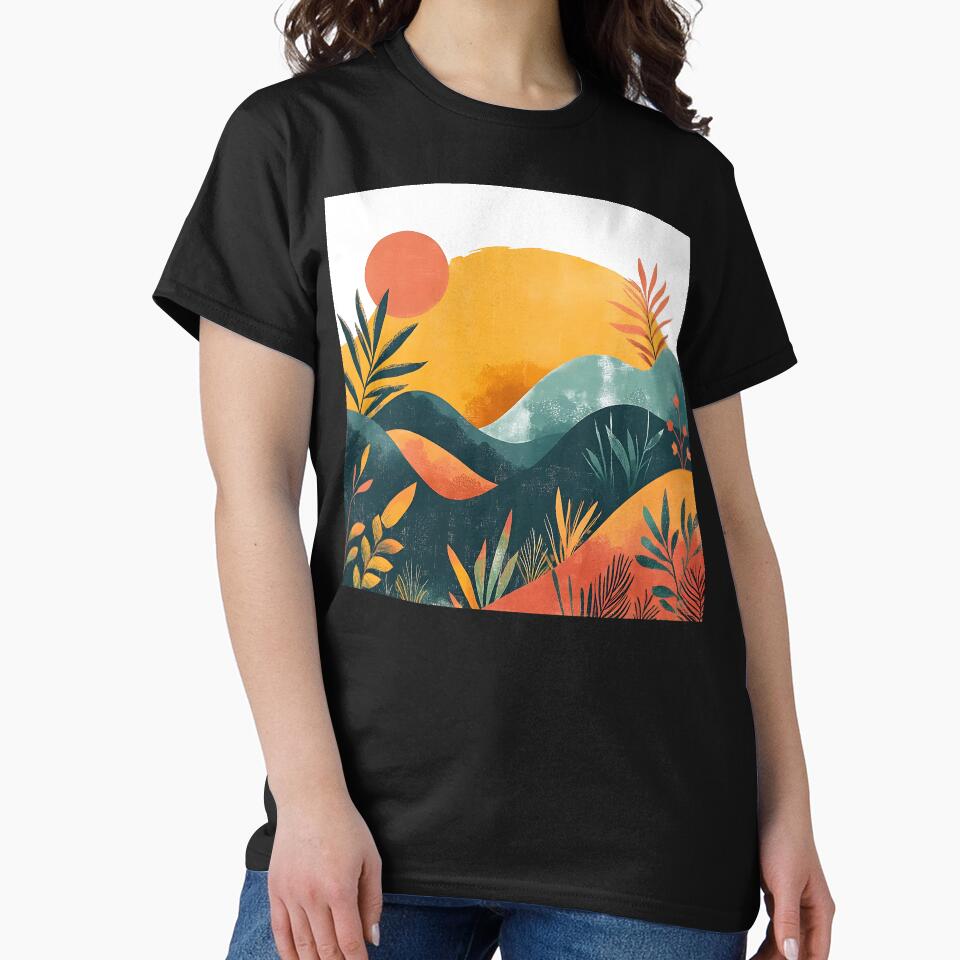 Boho Abstract Landscape: Mountain Sunrise Modern Contemporary Art by DEC02