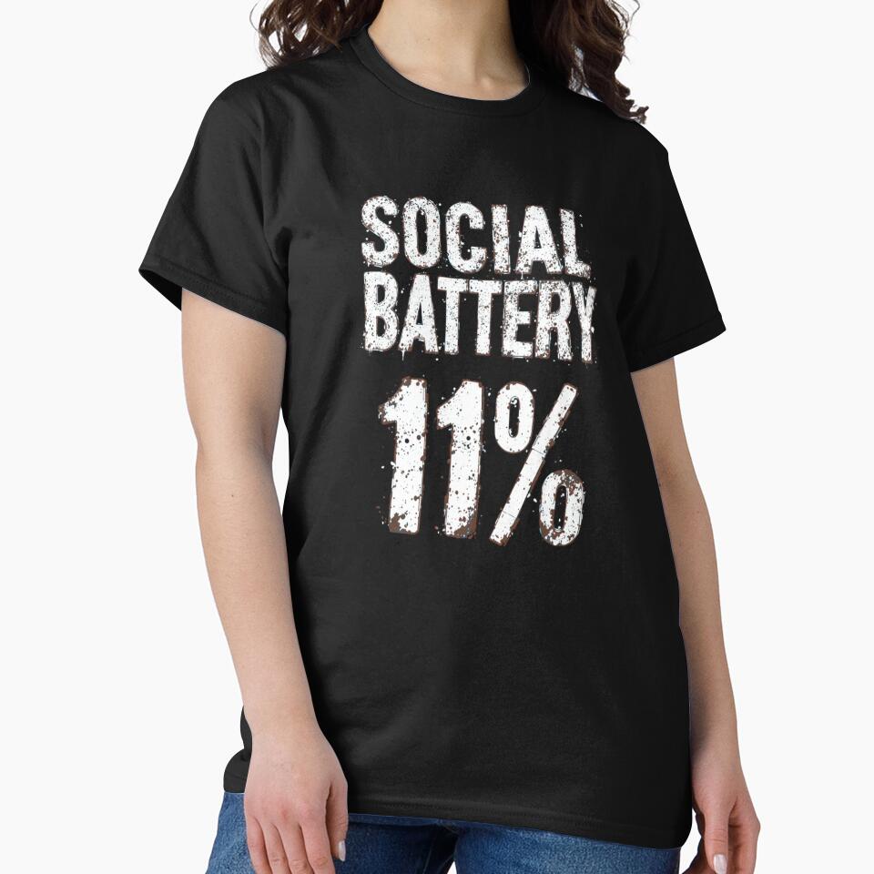 Funny Social Battery 1% Introvert Humor Design by AGawas