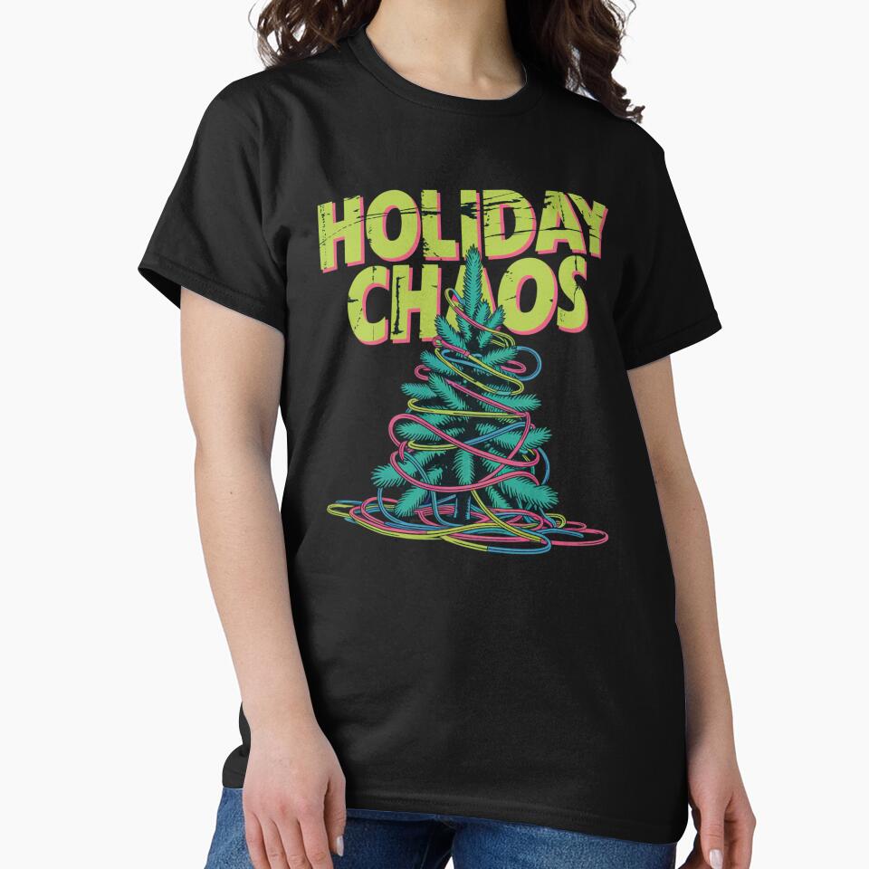 Holiday Chaos Distressed Christmas Tree Neon Grunge Humor by chattsuede