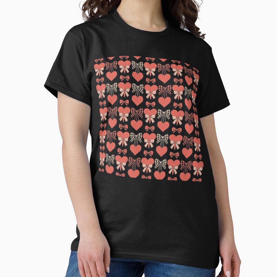 Valentine Coquette Hearts & Bows T-Shirt | Leopard Print Bow Aesthetic Shirt | Girly Valentine Outfit by Youpiworld