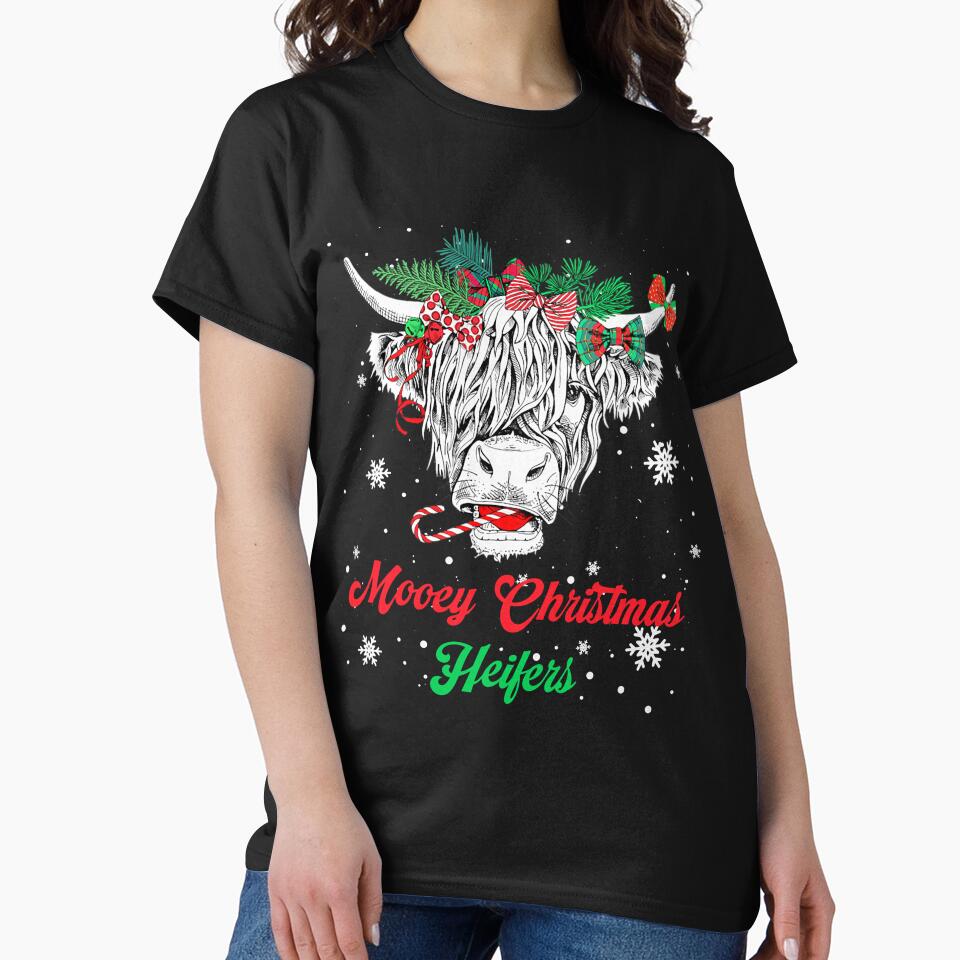 Mooey Christmas Heifers Rustic Cow Holiday Scene by ImeldaSparks