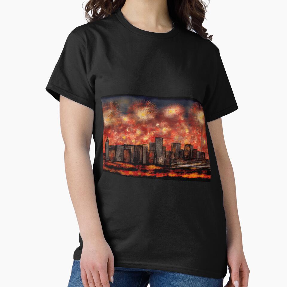 City skyline and firework by LonelyKraken