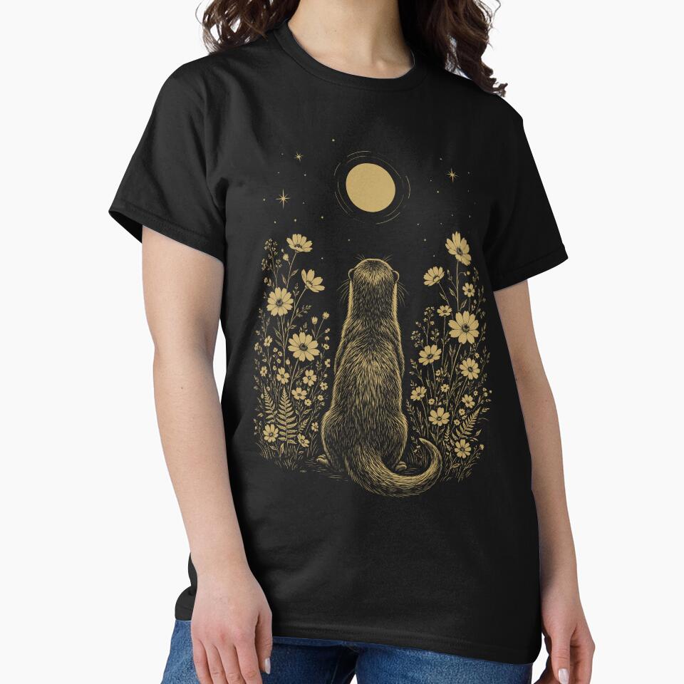 Otter Moon Night Flower Minimalist Boho Lover by DoodleTortle