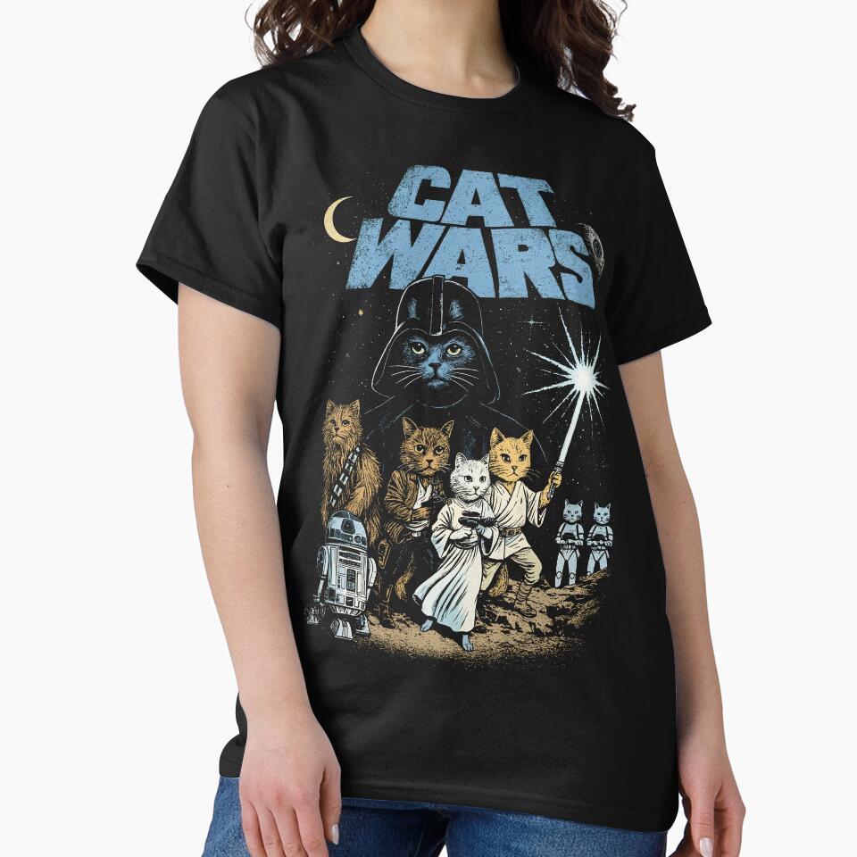 Cat Wars Vintage Graphic T-Shirt – Funny Space Cat Parody Tee for Cat Lovers by Dutenarafi