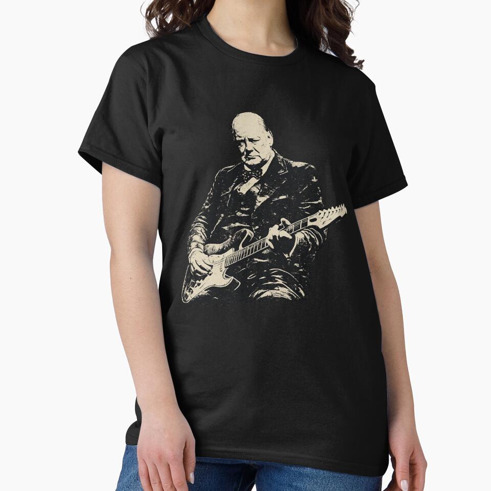 Winston Churchill Playing Electric Guitar Rocker Humor by first-shirt ⭐ ⭐ ⭐ ⭐ ⭐