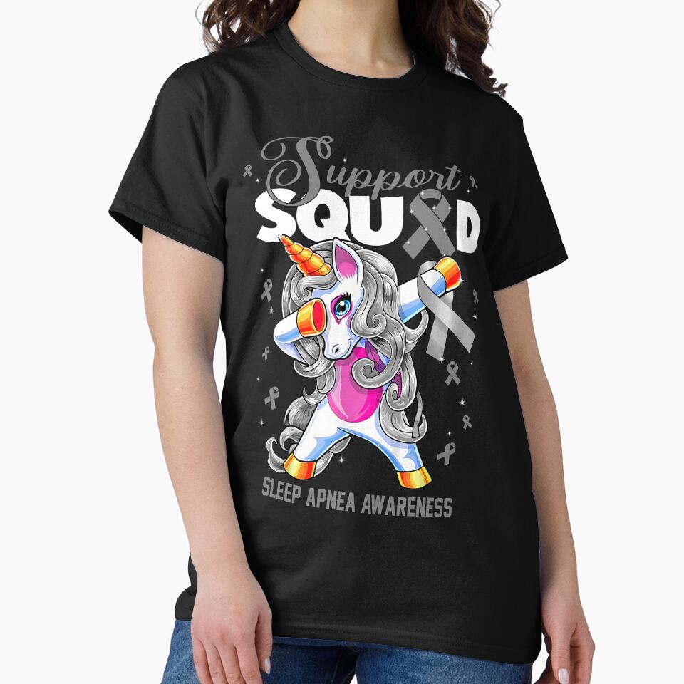 Cute Unicorn Support Squad Sleep Apnea Awareness Men Women Kid by tenjun16