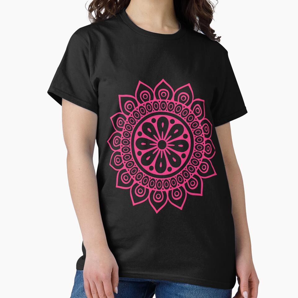 Bright Pink Abstract Geometric Flower by India2022
