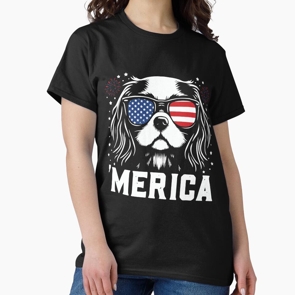 Cavalier King Charles Spaniel Merica Funny Dog Patriotic 4th Of July Graphic by kiralynstration