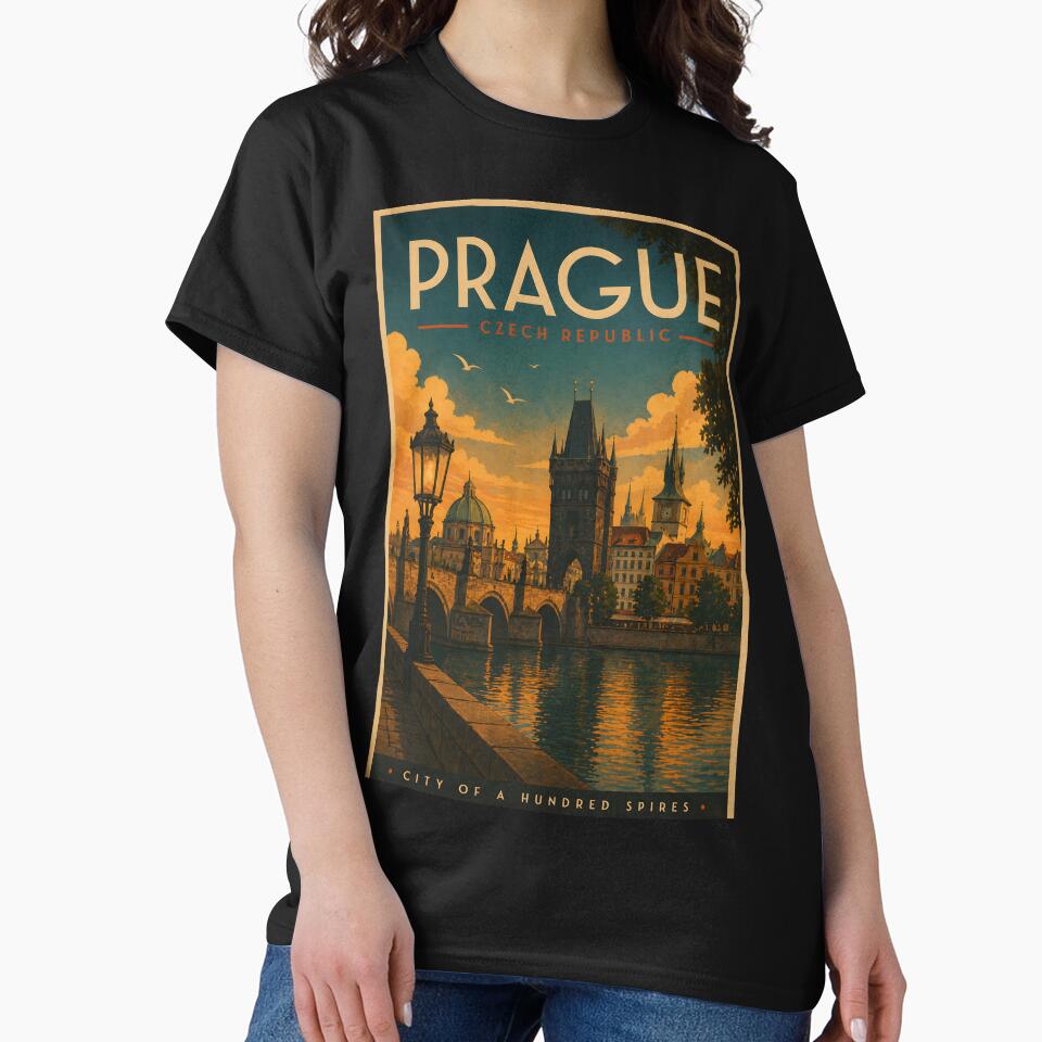 Prague Retro Travel Art– Vintage Czech Republic City Art by bergee
