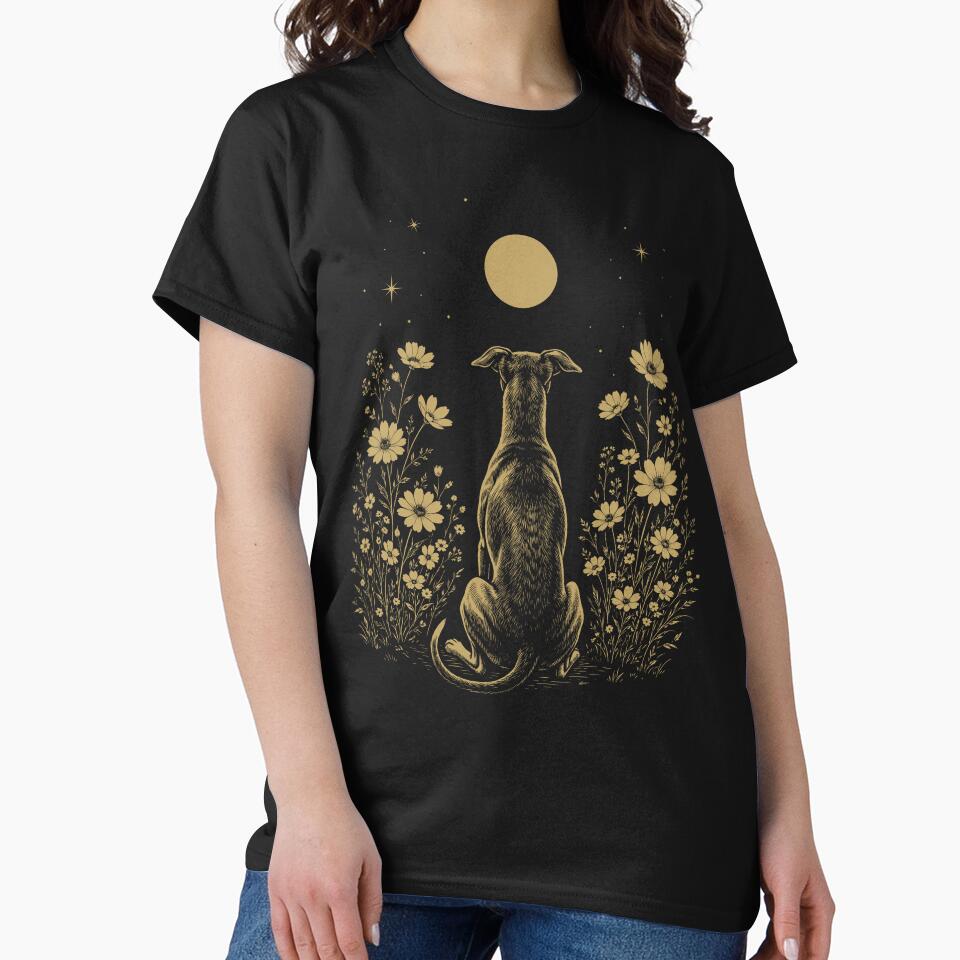 Italian Greyhound Moon Night Flower Minimalist Boho Dog Lover by DoodleTortle