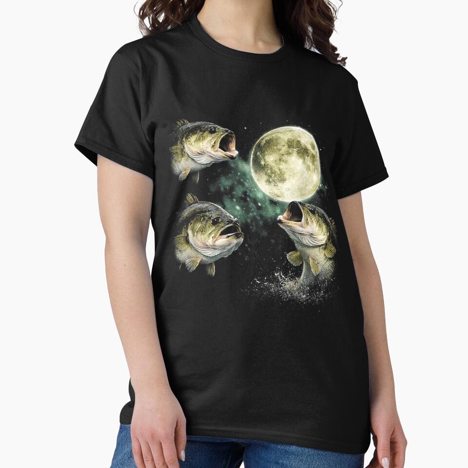Bass Fish Howling to The Moon Vintage Angler Fisherman by judycuevas1