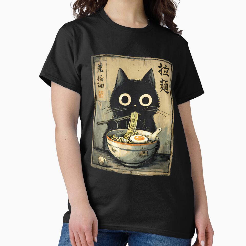 Kawaii Ramen Cat Retro Japanese Noodles Artwork by StickLoveFamily