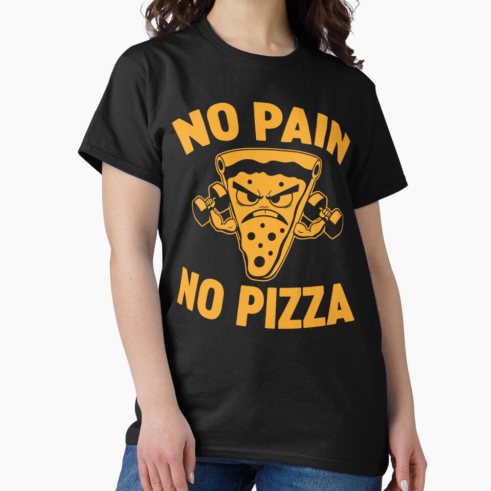 No Pain No Pizza Funny Gym Workout Fitness Motivation Quote by gunaone-design