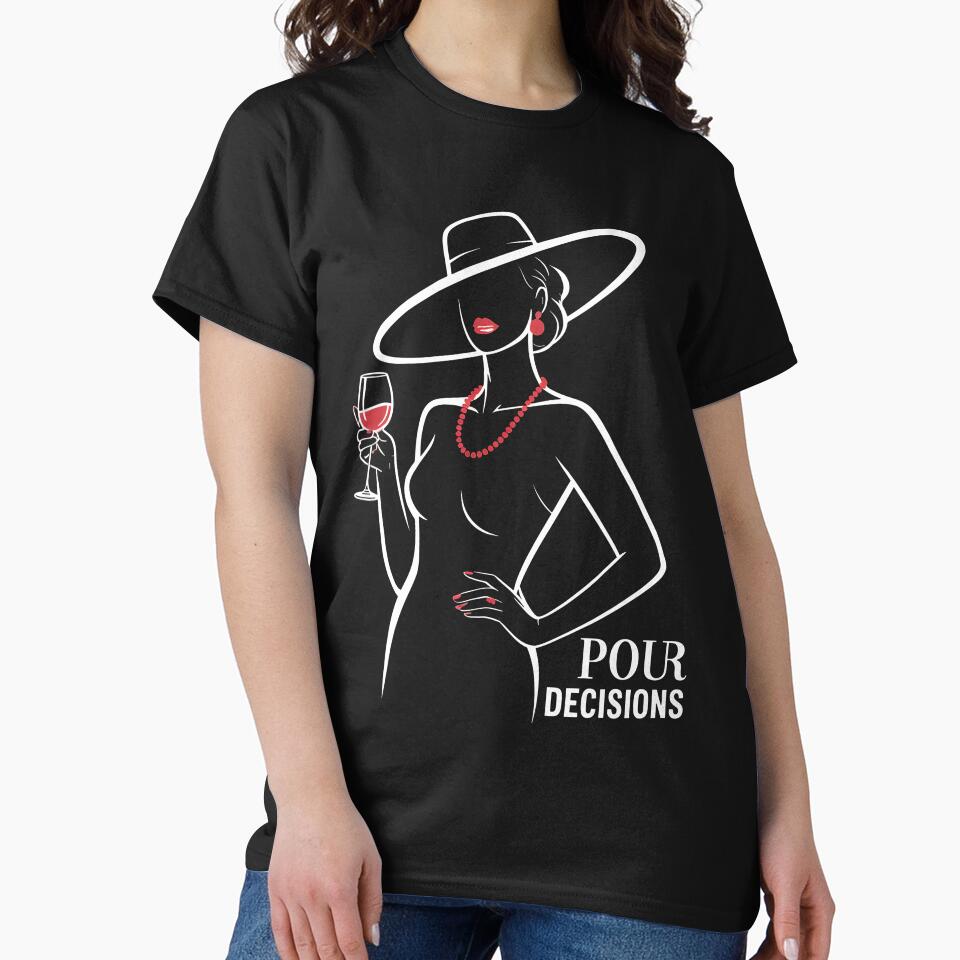 Elegant Wine Lovers Graphic T-Shirt,Romantic Illustration by treesdesign