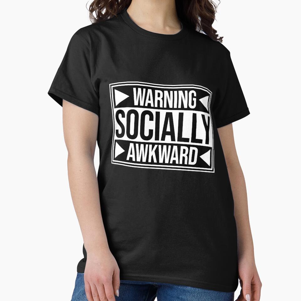 Warning Socially Awkward Funny Relatable Quote Logo by shirt-o-mat