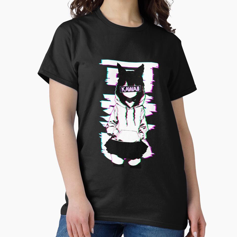 Kawaii Nekomimi Anime Cat Girl Glitch Art by GGGMerch