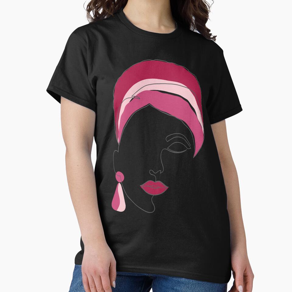 Minimalist Line Art Woman Red Pink by Designs24U