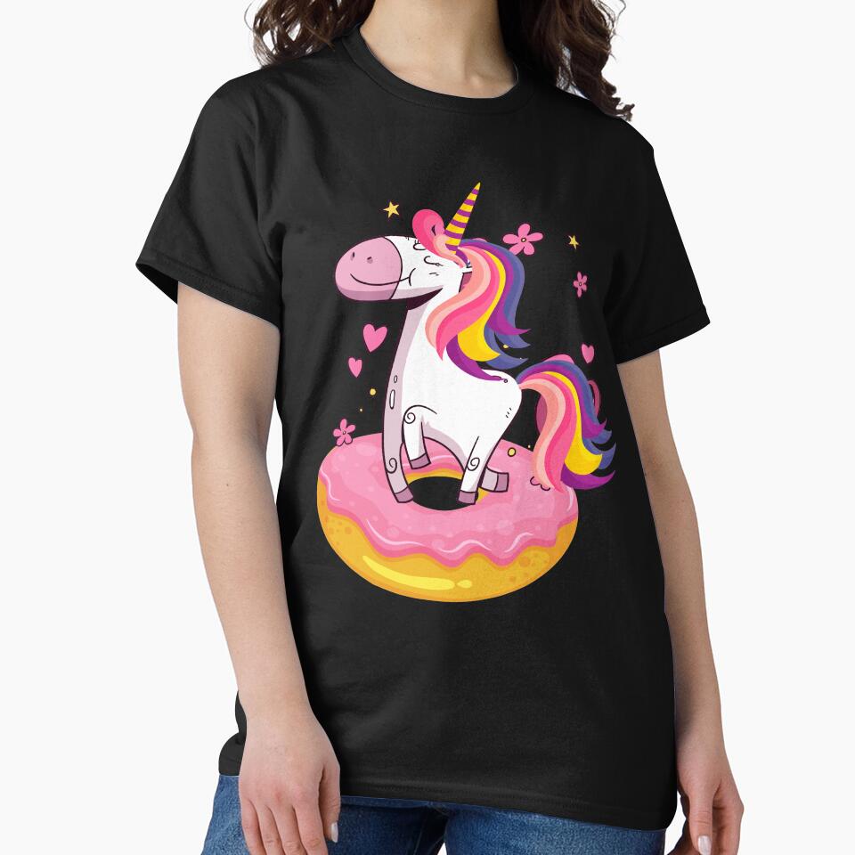 Rainbown Pastel Colors Unicorn Donut T-Shirt Funny Gift by chihai