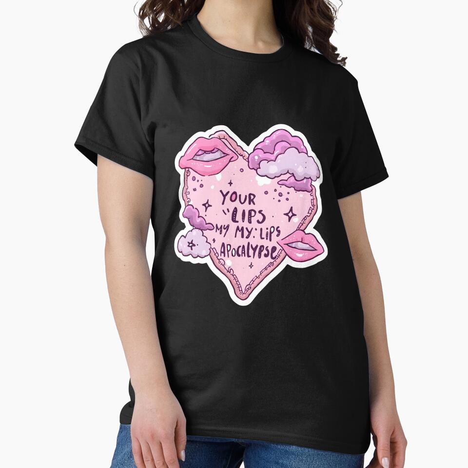 Your Lips My Lips Apocalypse T-Shirt | Pastel Goth Aesthetic Heart Sticker | Alt Pop Lyric Art , Indie Music by Pixie Bloom