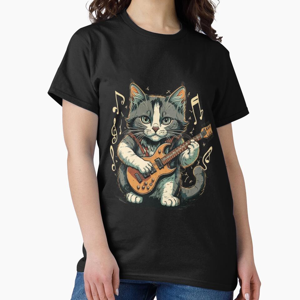 Cat Playing Guitar Rock Roll by CaPhuna