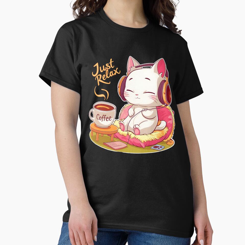 Cute Kawaii Kitty and coffee time Just relax by madevdine