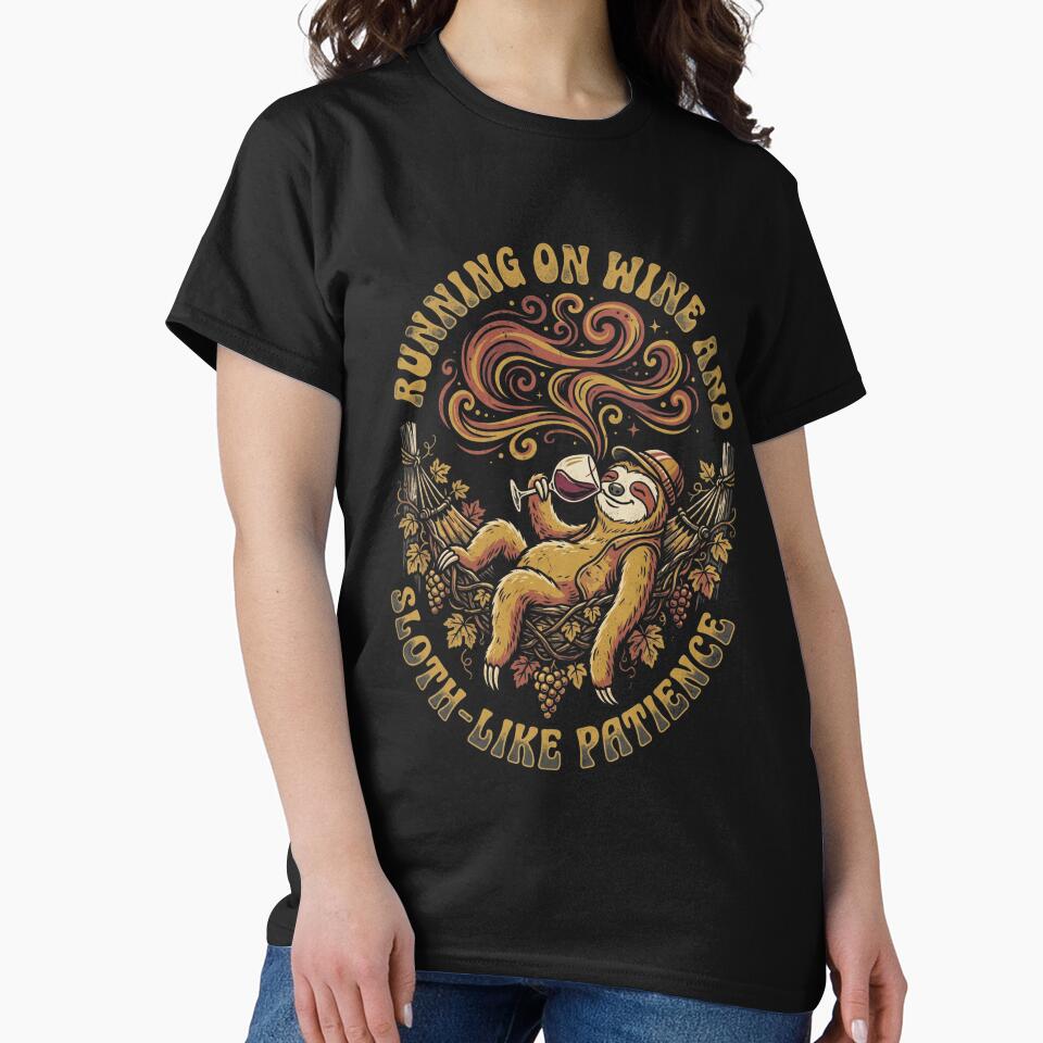 Running On Wine And Sloth Like Patience Retro Sloth Mascot by JaphstarCreatives