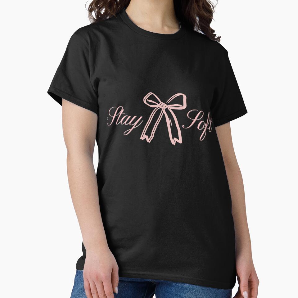 stay soft coquette bow pink aesthetic design by RiriPixera