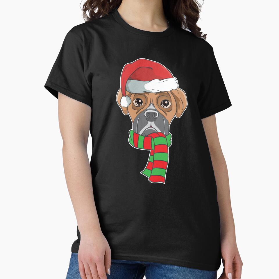 Funny Christmas Dog Xmas Santa Boxer Holiday Gift by haselshirt