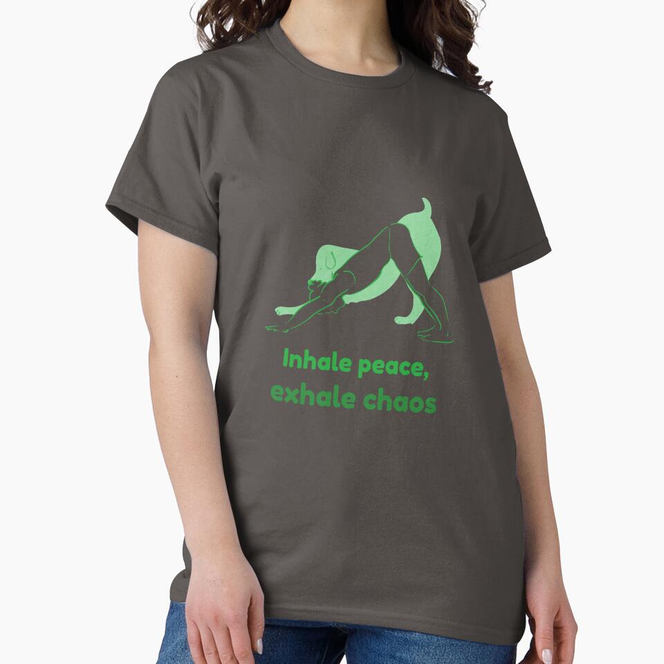 Downward Dog Yoga Pose Adho Mukha Svanasana – Inhale Peace Exhale Chaos Mindful Yoga Design by WellspringXflow