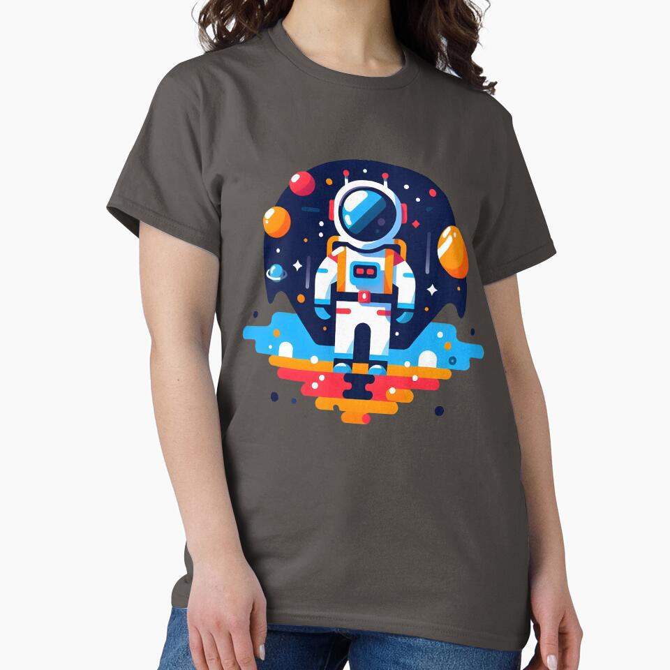 Cute Astronaut in Space – Colorful Galaxy Illustration by PalmixArt