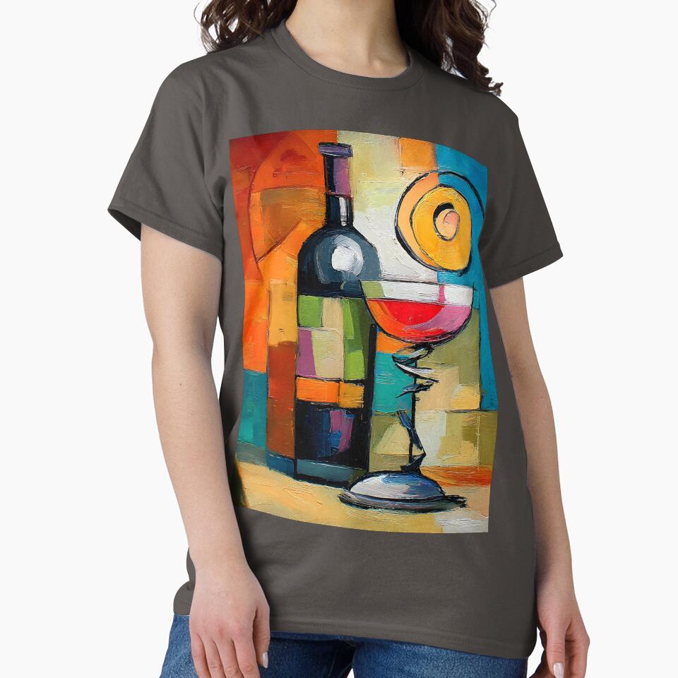 Geometric Wine Expression - Bold Abstract Bottle and Glass in a Symphony of Color and Modern Form by OlfactoART Studio