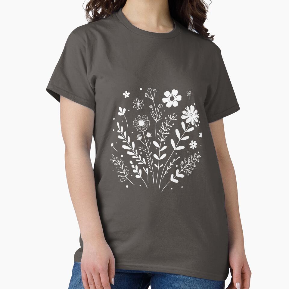 Aesthetic Floral T-Shirts, Gifts for Women, Flowers Crewneck Sweatshirt, Minimalist Tees, Floral Shirts for Women, Wild Flowers Graphic Tees by teecraftstudios