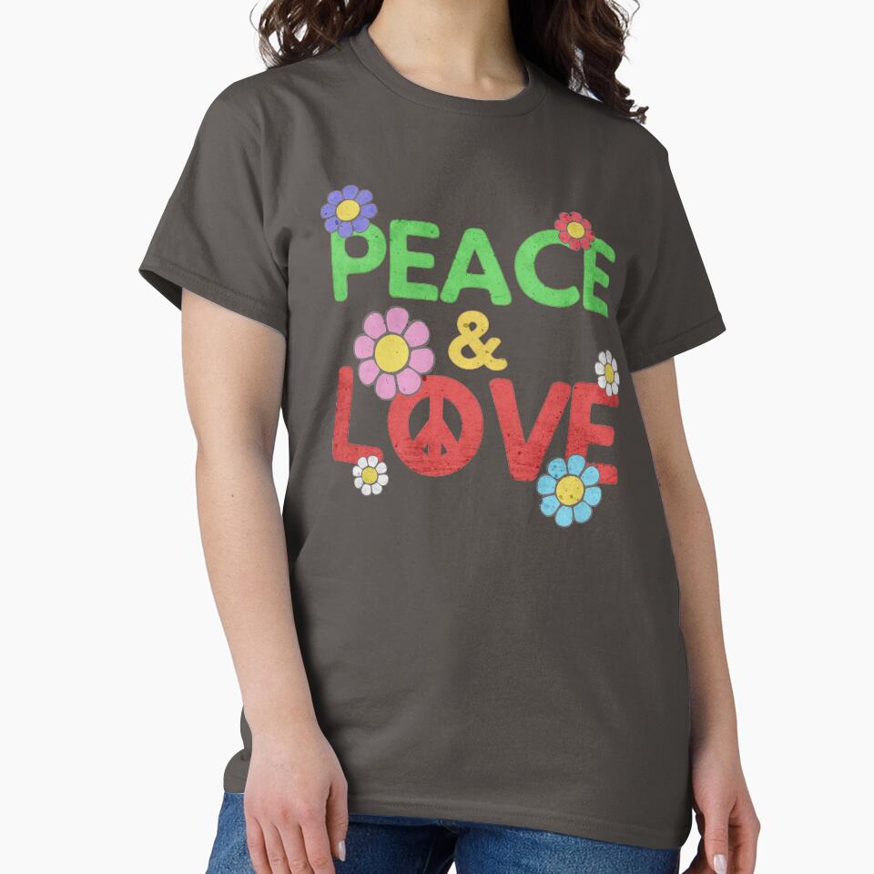 Peace And Love Hippie Quote 60s Flowers Chill by Sid3walkArt